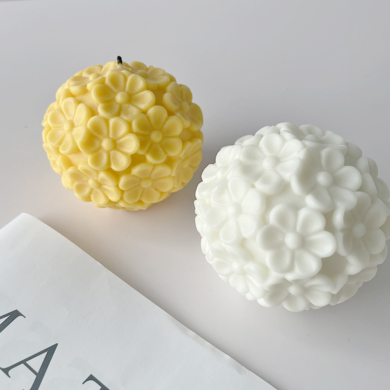 J6-182 Chrysanthemum Ball Candle Mold DIY ပန်းဘောလုံး ရနံ့ကုထုံး Gypsum လက်ဆောင် Silicone Mold