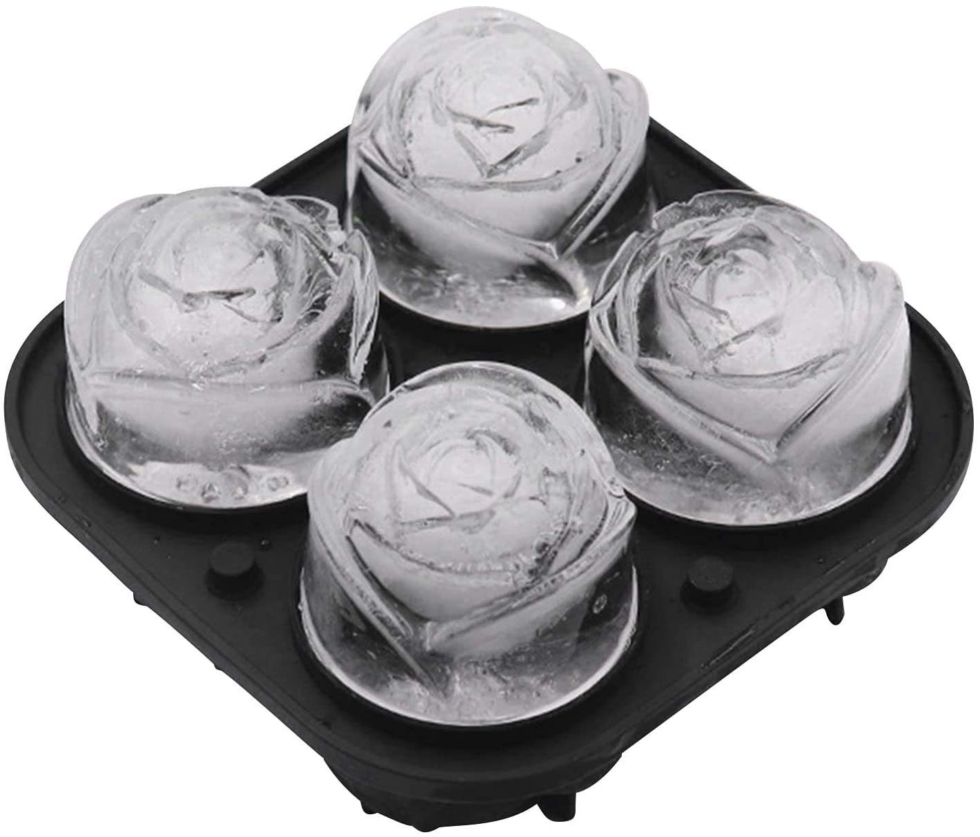 Bandeja de molde de gelo 3D Moldes de cubo de gelo de silicone para coquetéis de uísque Iced Bloom Rose Molde