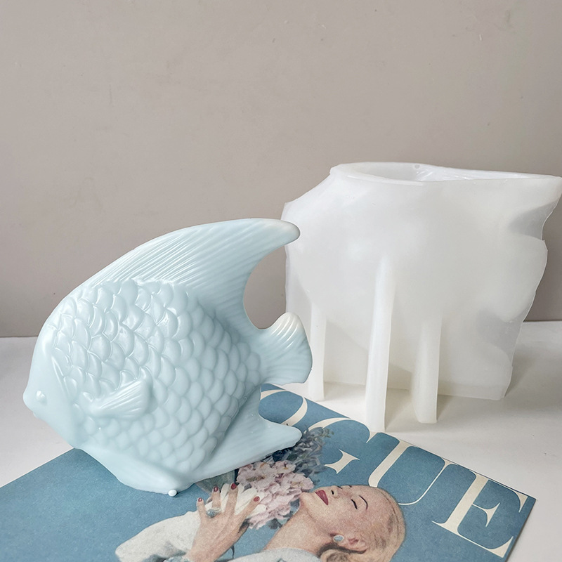 J6-112 نیا ڈیزائن 3D DIY تخلیقی مچھلی کی شکل کا سلیکون کینڈل مولڈ