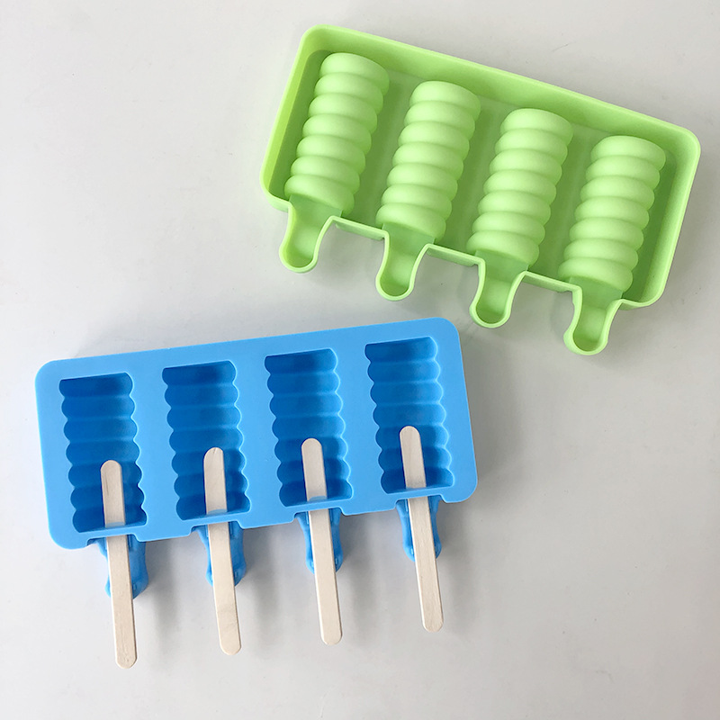 Silicone Popsicle Mold Striped Ice Cream Bar Makers DIY Kitchen Homemade Ice Cube Pop lolly Silicone Molds Mold With Sticks