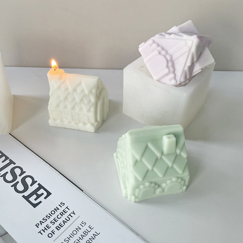 J6-143 wystrój stołu DIY 3D kształt domu ciasto z musu forma do pieczenia dom modelowanie pachnąca świeca silikonowa silikonowe formy