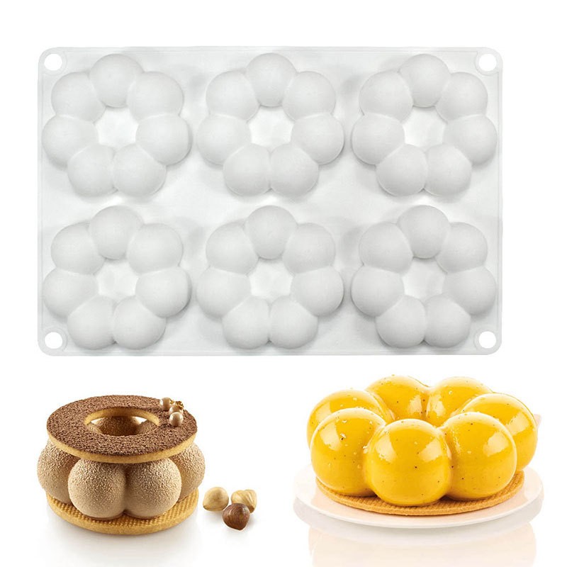 6 Cavity Floral Donut Silicone Cake Molds DIY Chocolate Molds Baking Tool Bakeware Kitchen Tool Mousse Baking Cake