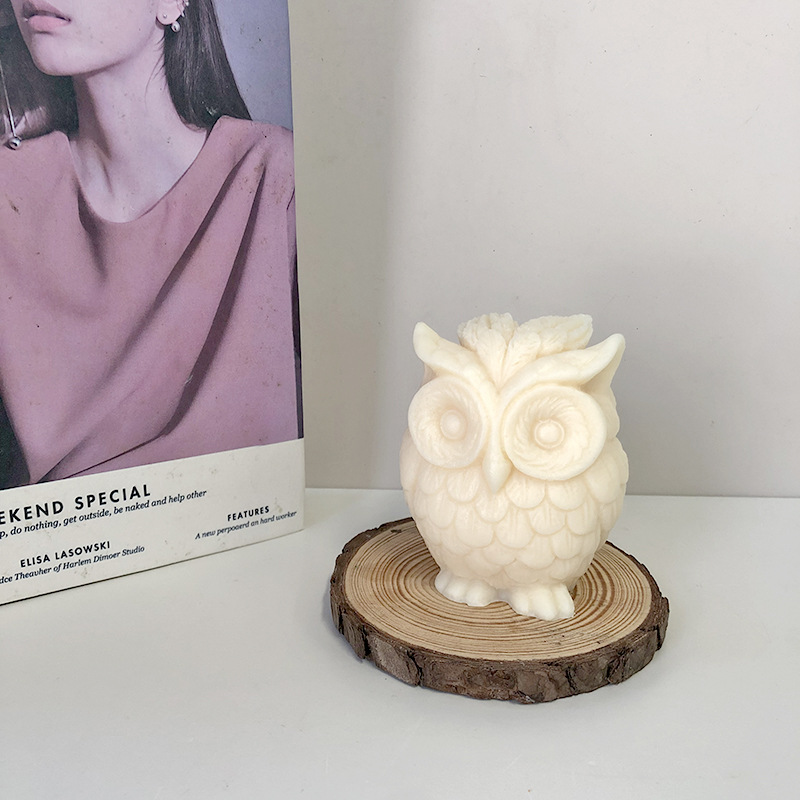 J6-3 Home Party Decoration Supplies 3D Small Animal Shape Mold Handmade Owl Candle Making Resin Mold Silicone