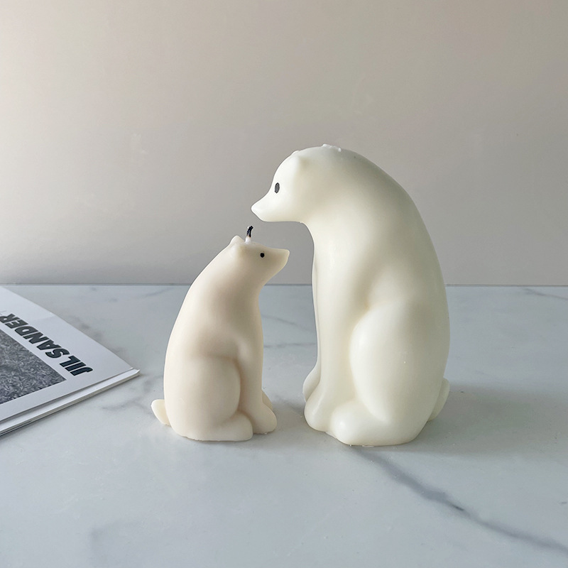 J6-235 Whakapaipai Kirihimete DIY DIY Polar Bear Aromatherapy Candle Silicone Mold Plaster Silicone Candle Mold
