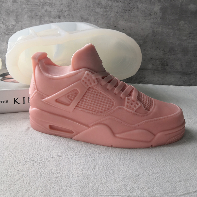 J1117 New Upgrade DIY Handmade Gift 3D DIY Shoes Plaster Silicone Mold 24cm Sneaker Shoes Candle Mold