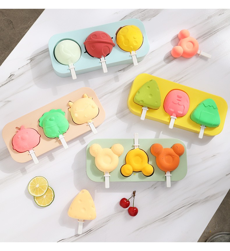 Ice Cream Form DIY Popsicle Ice Cream Cartoon Love Børnenes hjemmelavede isterning aSlibemiddel med låg