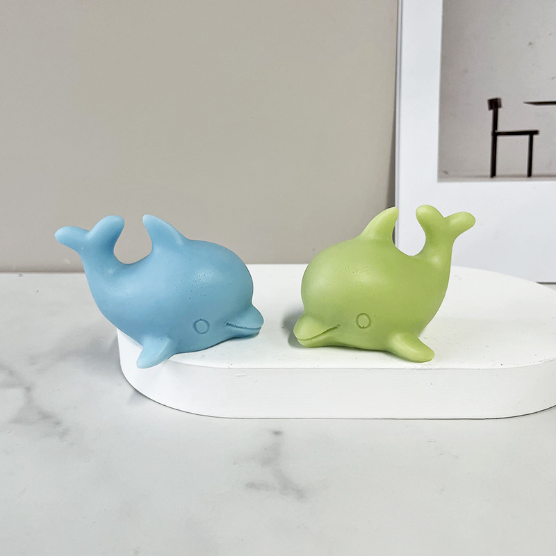 J6-80 decoración del hogar DIY Animal vela jabón cubitos de hielo molde para tartas de Chocolate regalos artesanía lindo delfín molde de silicona para velas