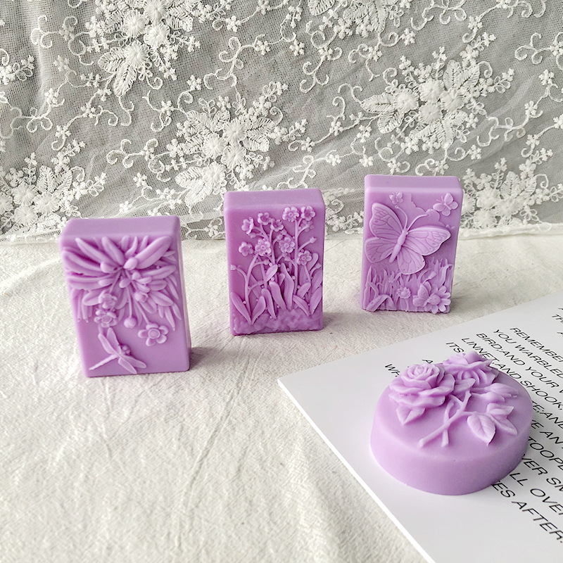 J6-58 DIY 3D Butterfly Square Aromatherapy Candle Flower Hand Rose Ovale Sapone Silicone Candle Mold