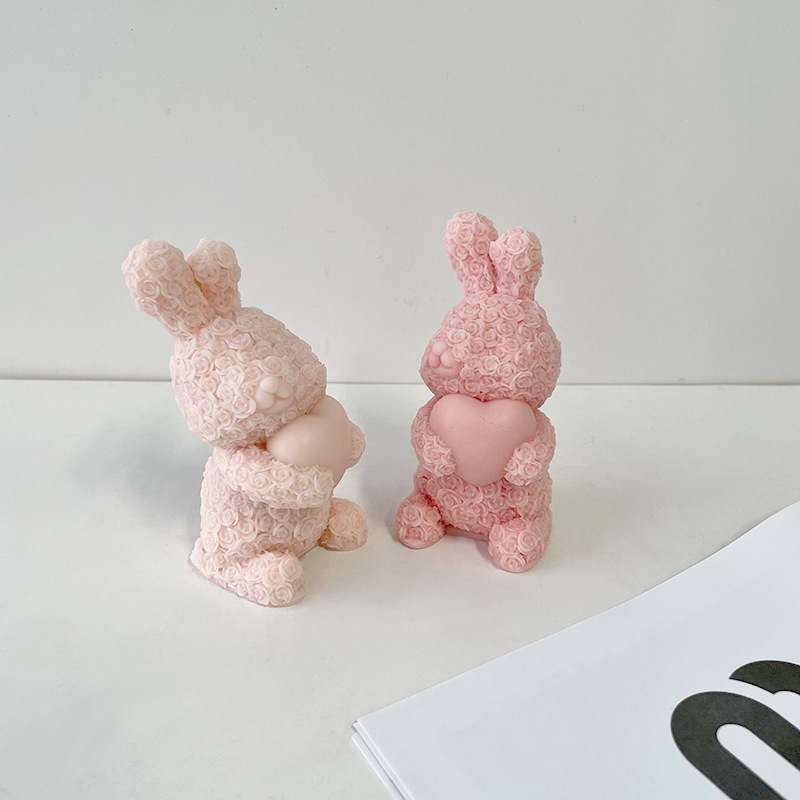 NOVO DIY molde de vela de coelho de páscoa para dia dos namorados rosa coelho molde de silicone para fazer velas