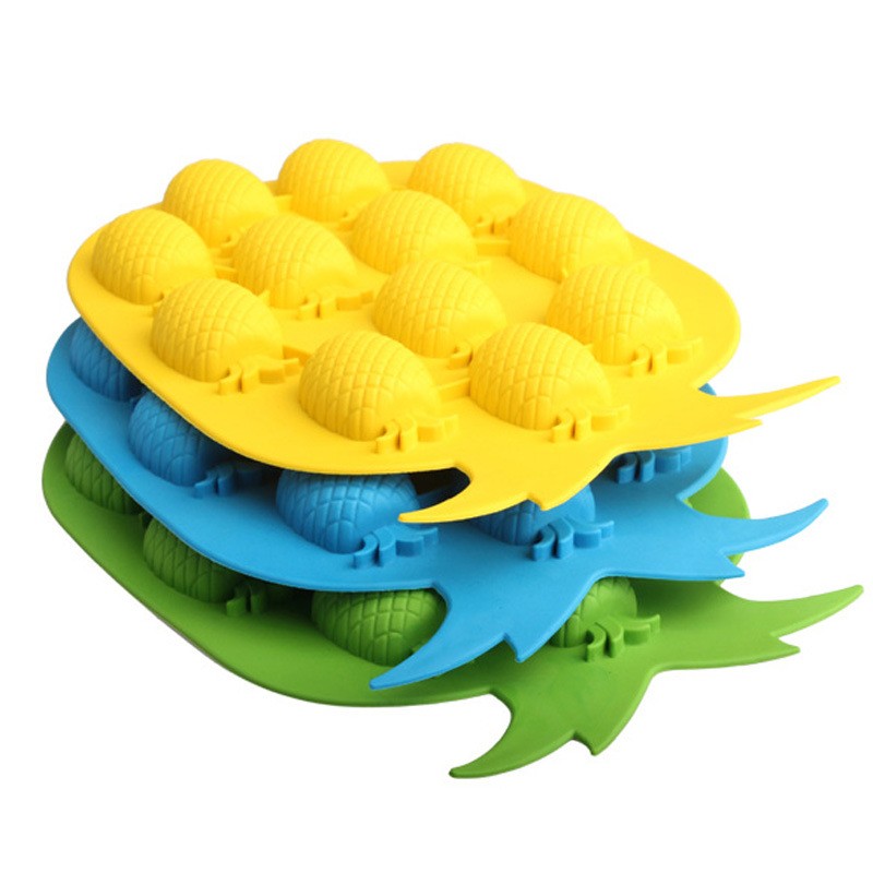 12 Cavities Fruit Pineapple Design Silicon Mold 3D Ibilẹ silikoni molds yinyin cube Mold Ice Cream Tray forma de gelo