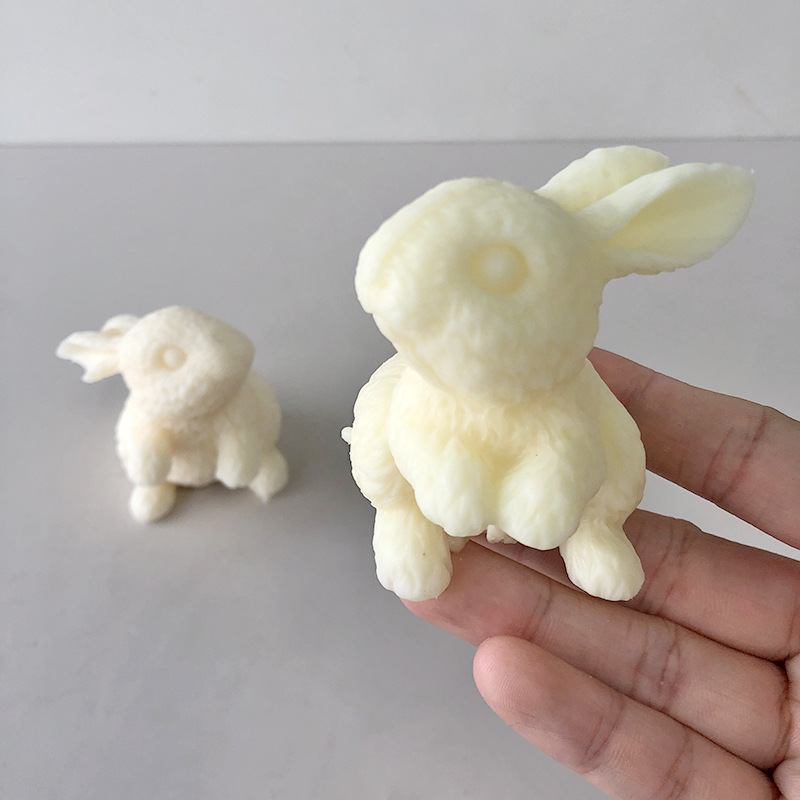 J6-108 Zdobení dortu Velikonoční den Forma na fondán ve tvaru zajíčka 3D Silikonová forma pro králíka DIY Roztomilý králík Forma na výrobu mýdlových svíček