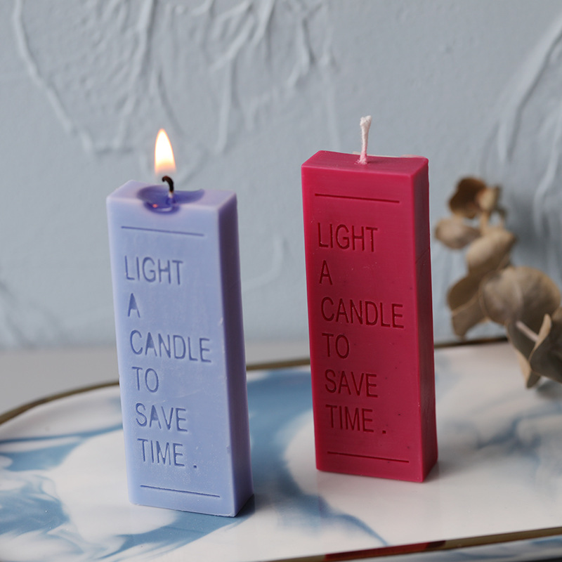 J114 Wholesale Handmade DIY Ho Etsa Cube Decorative Art Bonolo Cold Tone Style Aromatherapy Letters Long Candle Silicone Mold