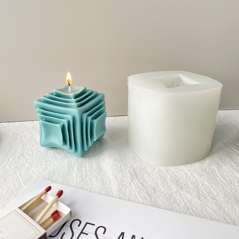 J6-234 Kayan Ado Maɗaukaki Mai Layi Magic Cube Candle Silicone Mold DIY Geometric Square Magic Cube Silicone Mold