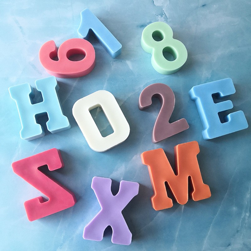 12CM Single Alphabet Letter Silicone Large Resin Alphabet Silicone Moulde Numbers de molde para pasteles Torta