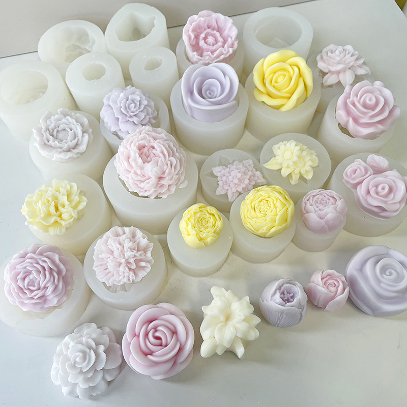 J6-73 DIY Handmade Rose Soap Molds Para sa Kusina Bundt Cake Cupcake Pudding Kandila Paghimo Tools 3D Bulak Hugis Silicone Mould
