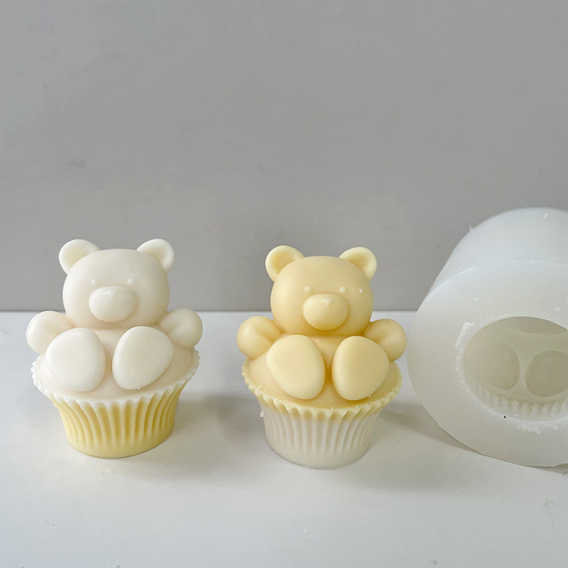 J6-7 Home Decor Gumamit ng cup cake Candle Mould Aromatherapy Candle Making Materyal na Wax Mold Muffin Cup Bear Candle