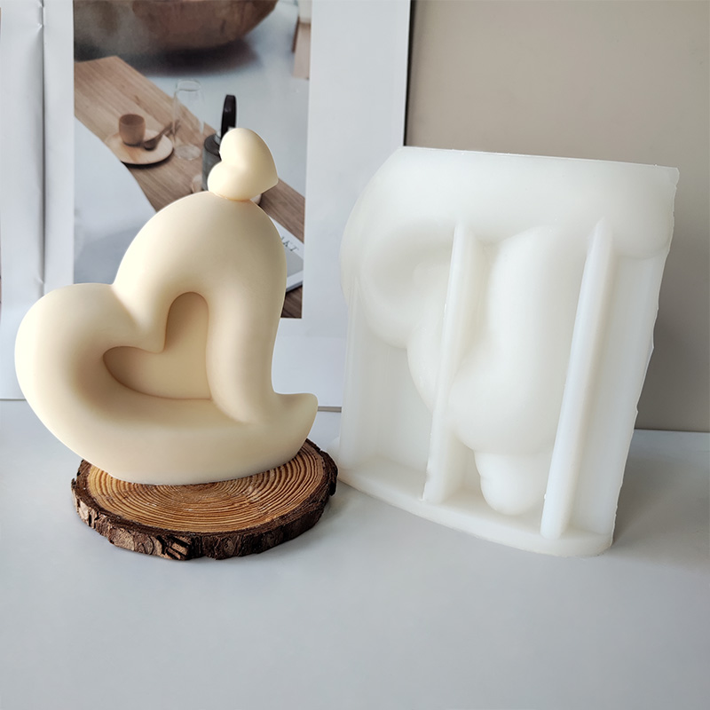 J1200 New Design DIY Love Aromatic Candle Gypsum Decor Mold
