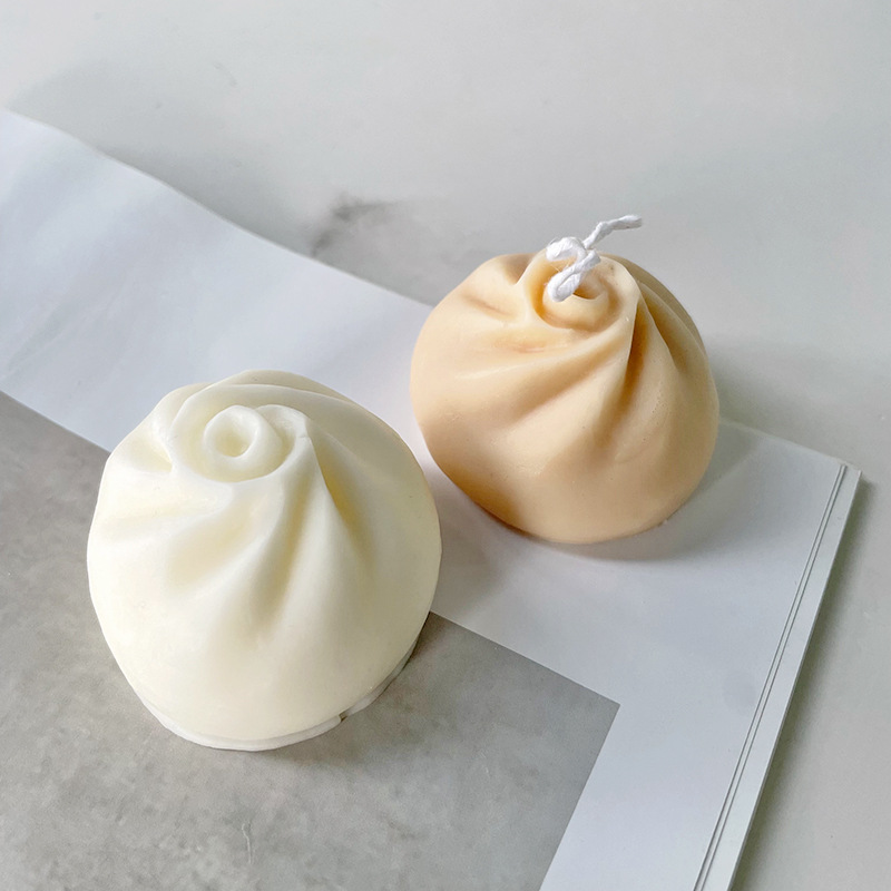 J6-67 Kukaĵa Torto 3D Vaporita Farĉita Bulko Kandelo Silicona Ŝimo DIY Ĉina Baozi Silicona Kandelo Ŝimo
