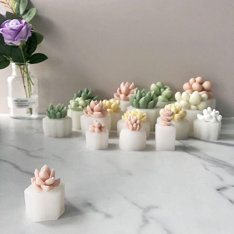 J6-98 decoración del hogar DIY planta suculenta flor molde de silicona 3D yeso suculento silicona vela jabón molde