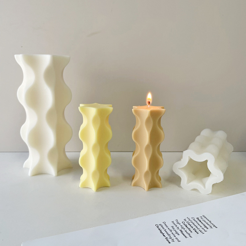 J1185 Handmade DIY Gift Soy Wax Candle Molds Geometric Art Wavy Silicone Candle Mold