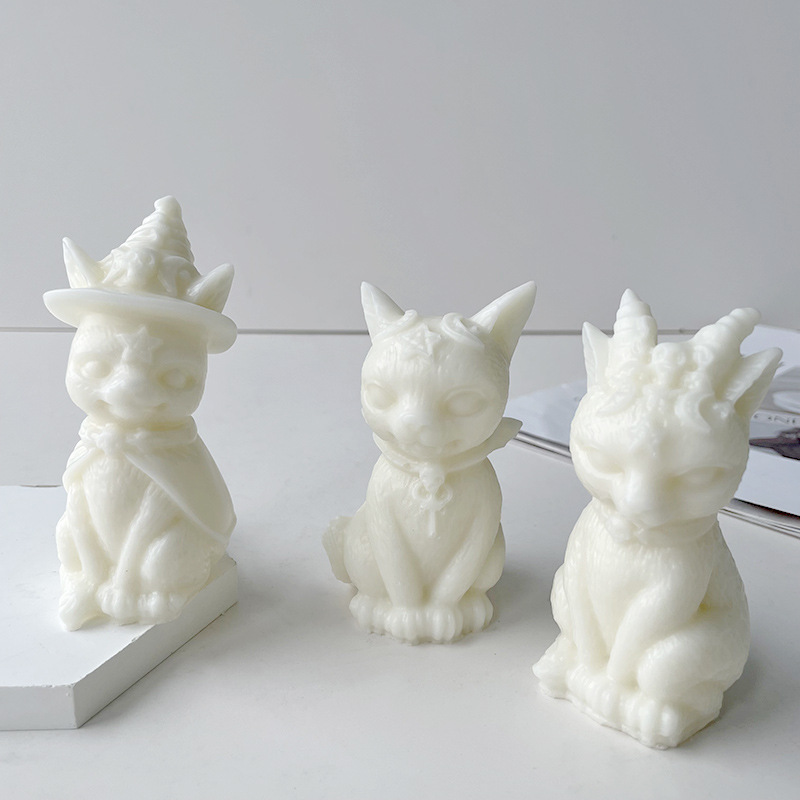 J6-258 3D Mèo Con Khuôn Silicon DIY Nhựa Khuôn Mèo Hương Nến Mặt Dây Nến Silicon Khuôn