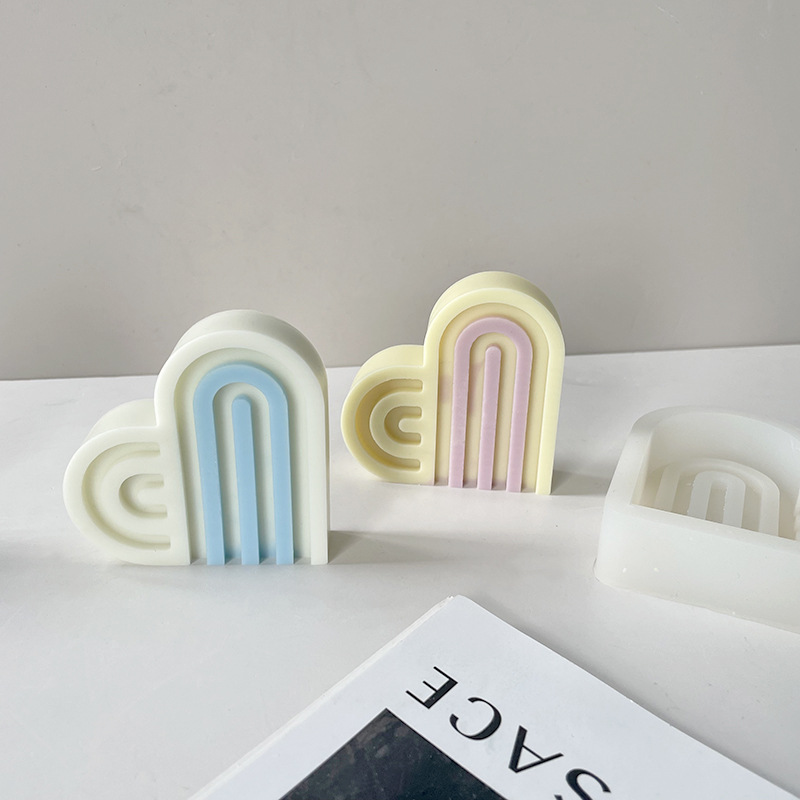 J6-107 Home Ornament DIY Geometric Line Silicone Candle Mold Ins Style Arch Rainbow Bridge Striped Love Candle Mold
