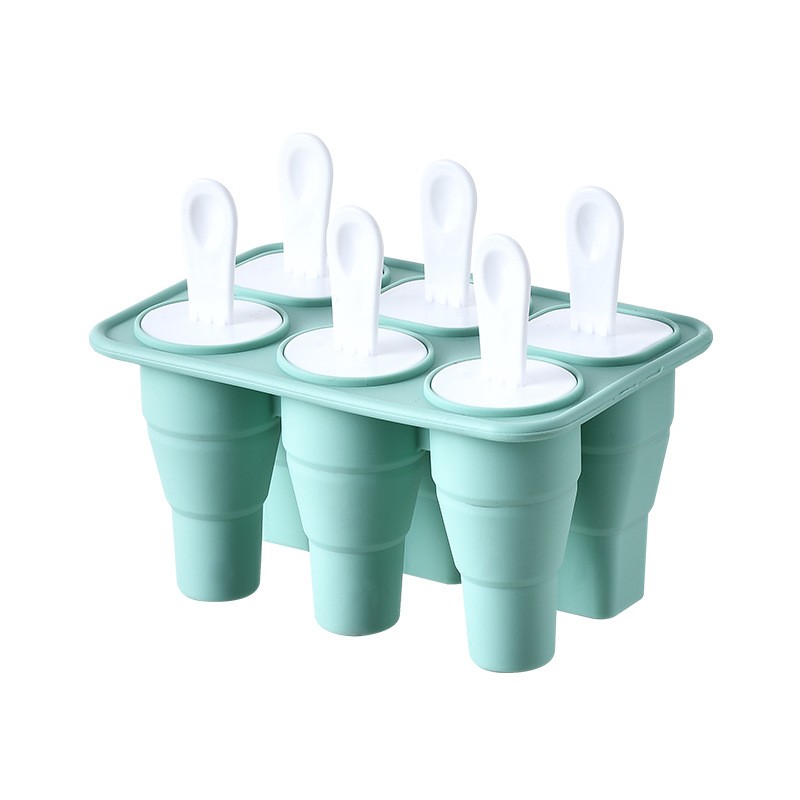 New Summer Bpa belaş Tevhevkirî 6 Cavity Silicone Frozen Yogurt Ice Milk Popsicle Mold Set Ice Cream For DIY Homemade With Stick
