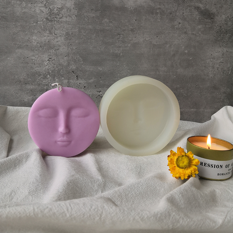 J113 DIY Handmade Gift Soap Plaster Candle Handicrafts Luna Silicone Mold New Minimalist Style Moon Face Candle Mold