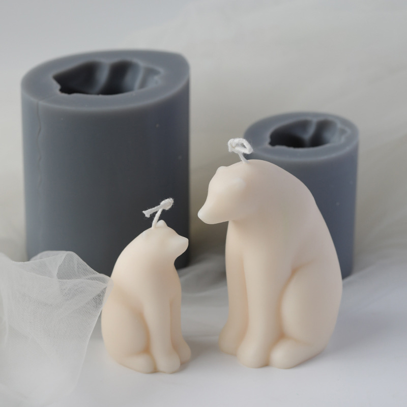 J128 DIY Handmade Gift Decoration Aromatherapy Plaster Animal Silicone Mold Polar Bear Candle Mold