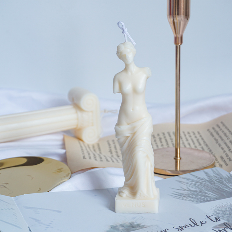 J18 Candela fai-da-te Stampo per statua in gesso femminile Stampo in silicone 3D Braccio rotto Venere Stampo per candele