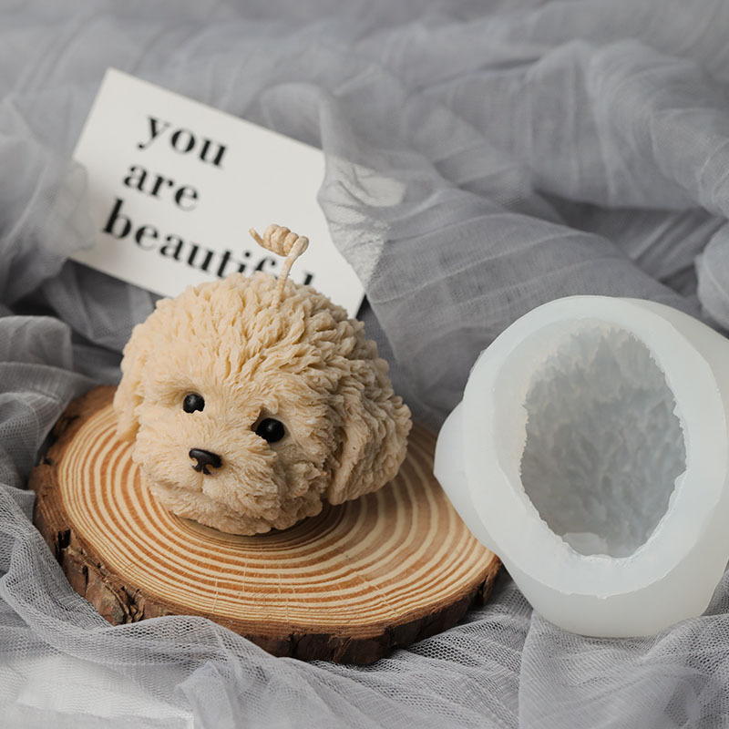 J156 DIY Handmade Making Mold Simulation Animal Head Aromatherapy Plaster Molds Teddy Dog Silicone Candle Mold