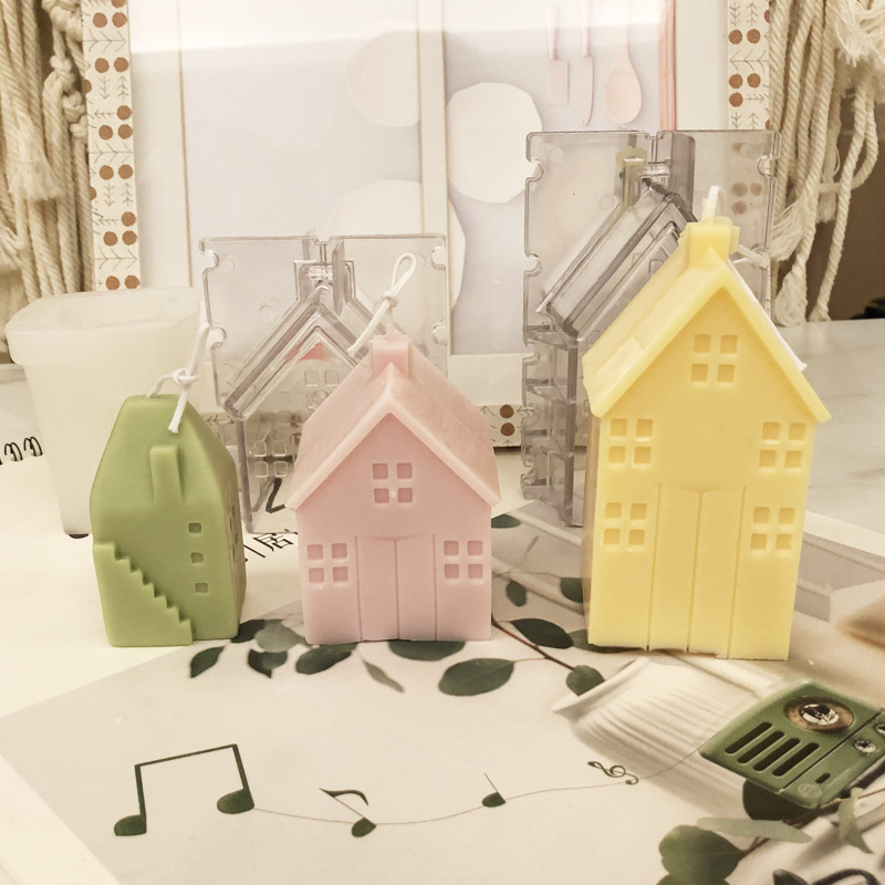 J34 Handmade Accessories Scented Candle Making Mold DIY Villa Wooden House Mold Acrylic
