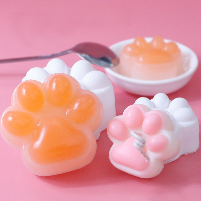 J132 DIY Epoxy Resin Cute Pet Dog Claw Shape Mousse Jelly Candle Manamboatra Silicone Mold Cat Paw Keychain Mold