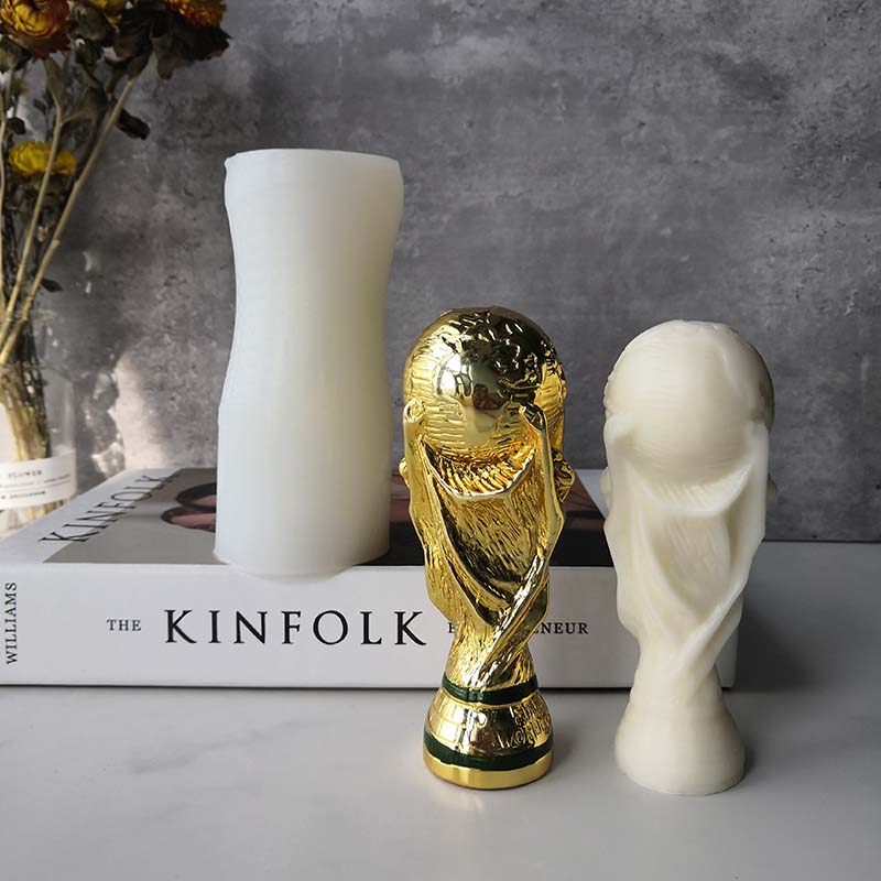J177 DIY resina artesanal accesorios hechos a mano molde fútbol trofeo yeso vela molde de silicona