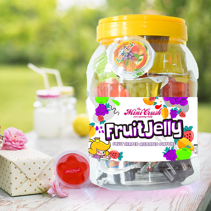 Jelly jelly pudding candy eso jelly ni idẹ yika