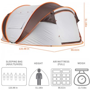 4 Seasons Dome Custom Tent Pop Up Automatic for 3-4 Person