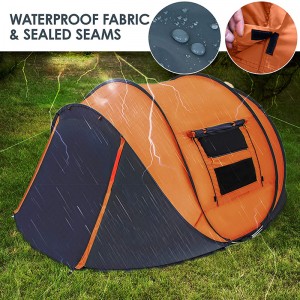 Waterproof Instant Pop Up tent 3-4 People Camping Family