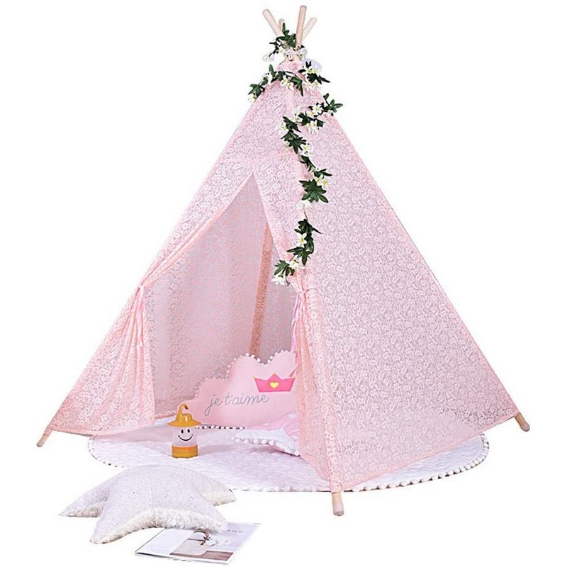 Indoor and Outdoor Children’s Play Tent Party Birthday Lace Teepee Tent for Kids Girl Featured Image
