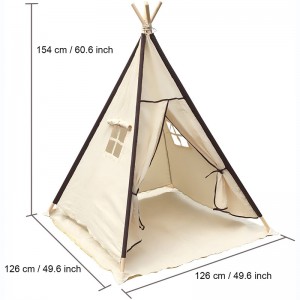 Indoor Outdoor Easy Indian Cotton Canvas Teepee Children Playhouse Kids Play Tent