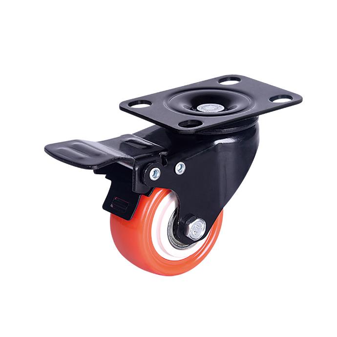 Universal Medium Duty 2.5 3 4 5 6 Inch Heavy Duty Red PVC Fixed Swivel Wheel Castors Industrial Brake