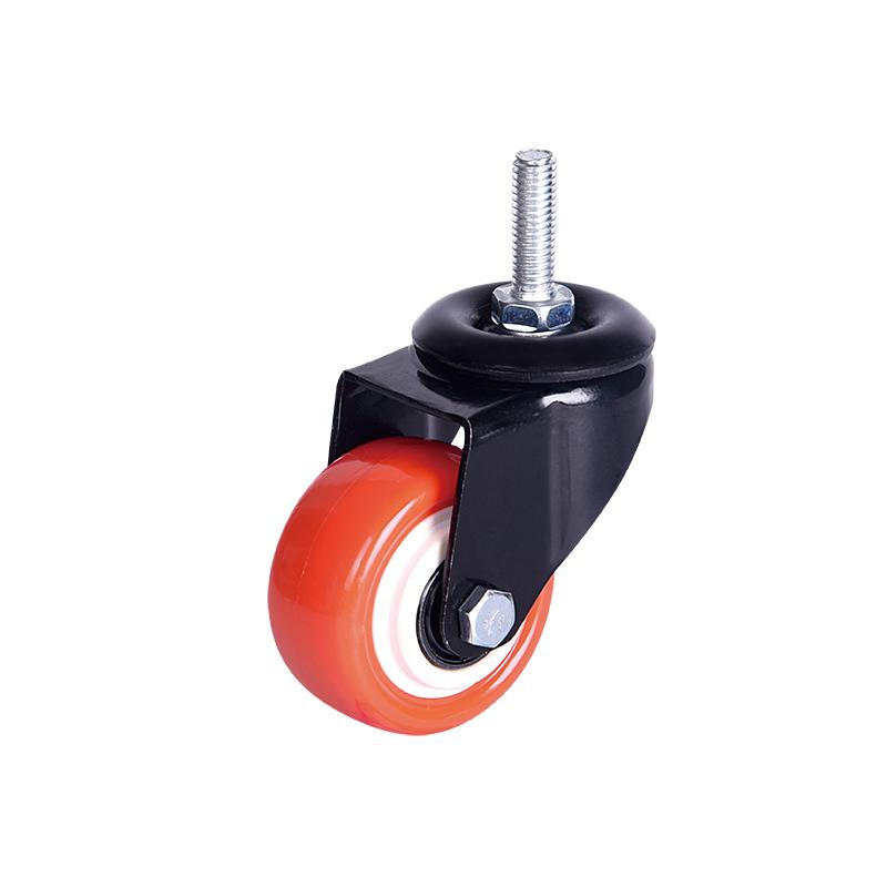 Medium Duty 75mm Red Casters Wheel Single Ball Bearing PVC Material PP Core Industrial Trolleys Swivel Brake Castors