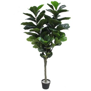 Amazon Online Hot Selling සඳහා නව කෘතිම පැල ගෘහස්ථ කෘතිම ෆිඩල් කොළ අත්තික්කා ගස Ficus Lyrata