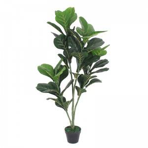 kunstig fele fikenblad tre for Amazon varmt salg plast fele tre med naturlig tre stamme ekte touch blader for dekor