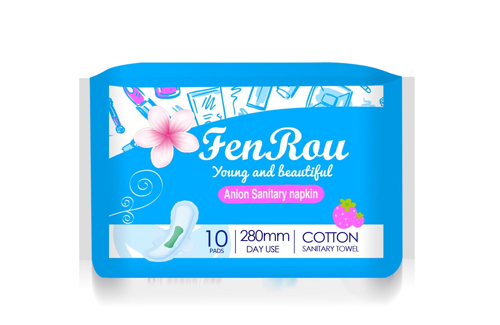 Wholesale customized day use 280 mm women FenRou sanitary napkin pads Featured Image
