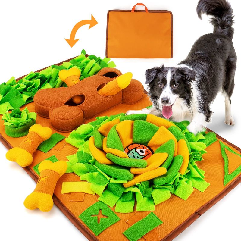 JI HANG Hundnäsluktande pusselfiltdynor, interaktiva hundpussel, matningsspel för ekorrfilt uppmuntrar naturliga födosökstips,