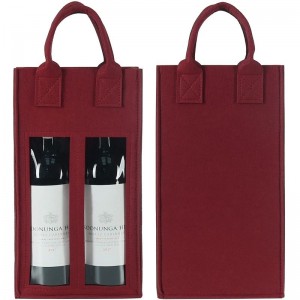 JI HANG Двойна чанта за вино с прозорец, с дръжка от филцова чанта за вино, дамска чанта Парти подаръци Пътни чанти за бутилка червено вино