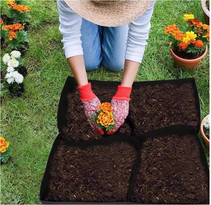 Τσάντα ζαρντινιέρης τσόχα Υφασμάτινη βαρέως τύπου τετράγωνο υπερυψωμένο κρεβάτι κήπου Γλαστράκι δοχείου για ζαρντινιέρα που αναπνέει κατάλληλο για φυτά, λουλούδια και λαχανικά