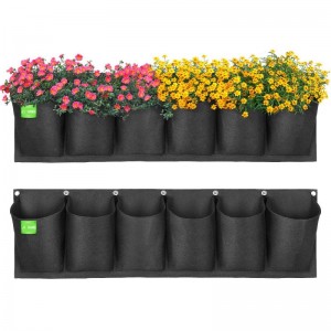 Вертикална баштенска саксија, 6 џепова за висеће цвеће и филцане платнене кесе за биљке на зиду - унутрашње и спољашње торбе за садњу