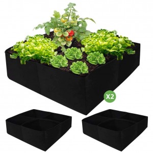 Υφασμάτινο υπερυψωμένο κρεβάτι κήπου Σετ 3 τεμαχίων των 10 γαλονιών Τσάντα καλλιέργειας φυτών Ορθογώνια μη υφασμένη αεριζόμενη σακούλα φύτευσης με λαβή για λουλούδια και φυτά λαχανικών
