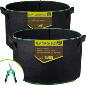 2 stk. 50 gal stof plantepotte rodkontrol træ plantepose Havefilt voksepose med håndtag